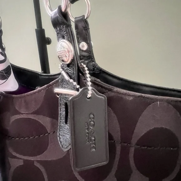 Coach Black Signature Canvas Leather Satchel - Picture 3 of 7